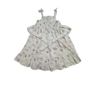 Laura Ashley Girls Size 6 Floral Smocked Sundress Cottagecore Bow Back